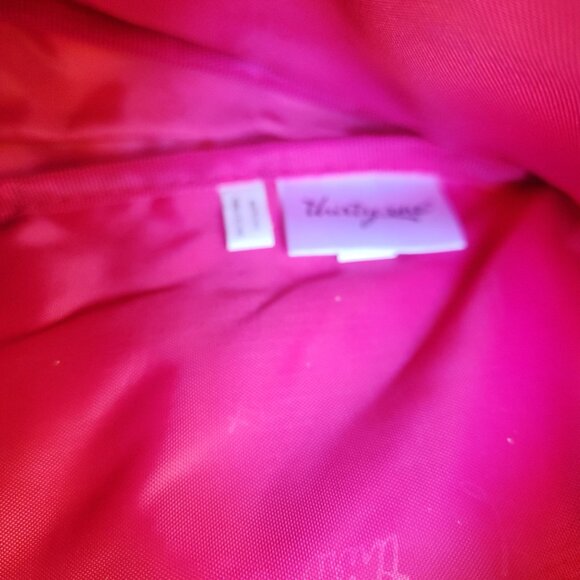 Thirty One Sling Bag  Adjustable Backpack Gray & White Stripe Pink Lining - Picture 11 of 13